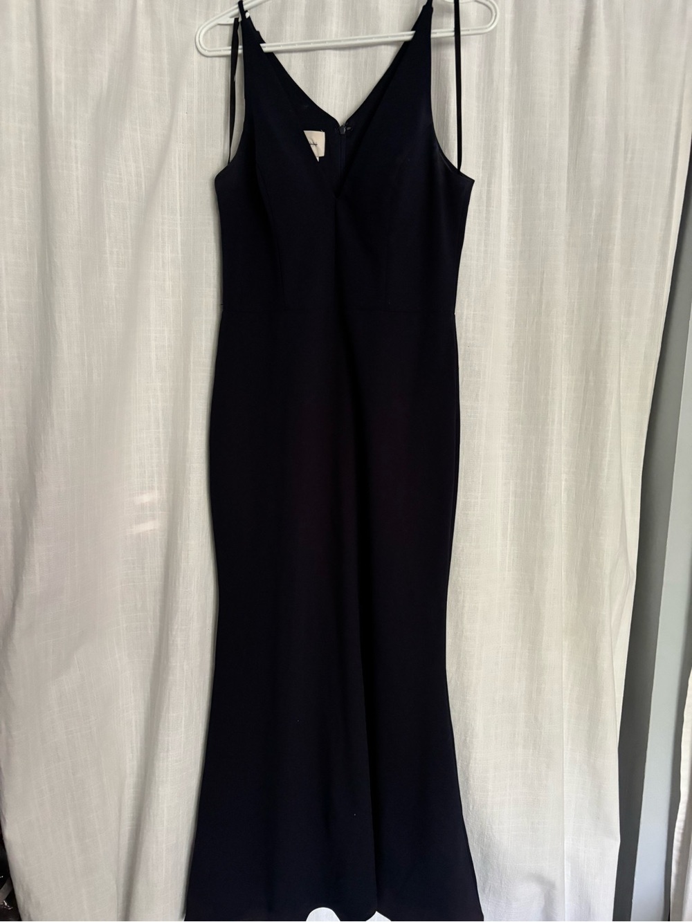Navy blue Sleeveless V-Neck evening Dress
